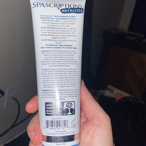 Pore Minimizing Spa wash off mask Blue Marine Algae +Eucalyptus +Aloe Vera - Picture 2 of 6